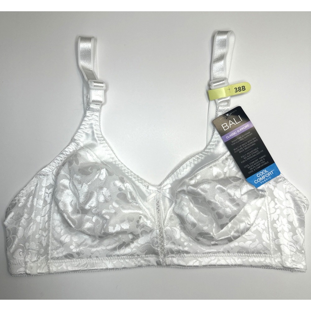 Bali Women's Double Support Spa Closure Wirefree Bra DF3372 White 38B NEW